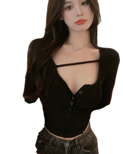 Pure Sexy T-shirt Women's New Tight Irregular Short Top