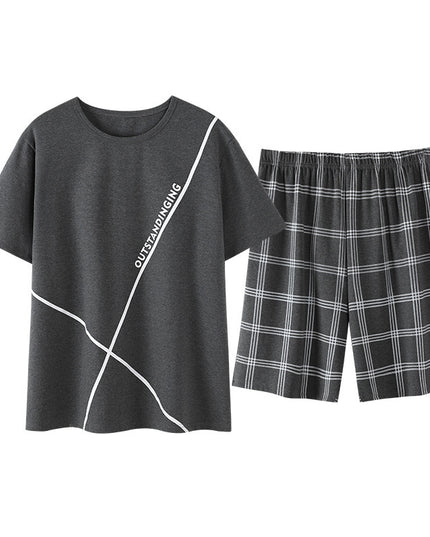 Pajamas Men's Summer Cotton Short Sleeve Shorts Suit