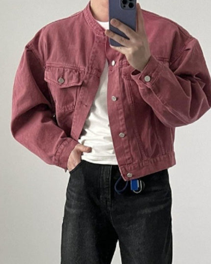 Loose Lapel Short Denim Coat