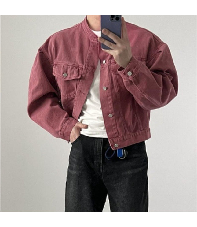 Loose Lapel Short Denim Coat