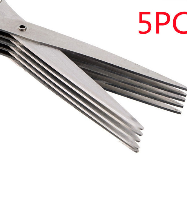Multifunctional Multi-layer Green Onion Scissors Stainless Steel Onion Cutting Knife Herb Seaweed Spice Scissors Kitchen Scissor Kitchen Gadgets