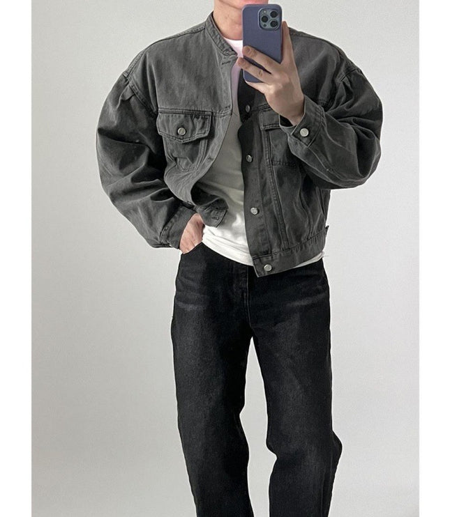 Loose Lapel Short Denim Coat