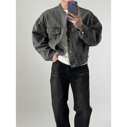 Loose Lapel Short Denim Coat