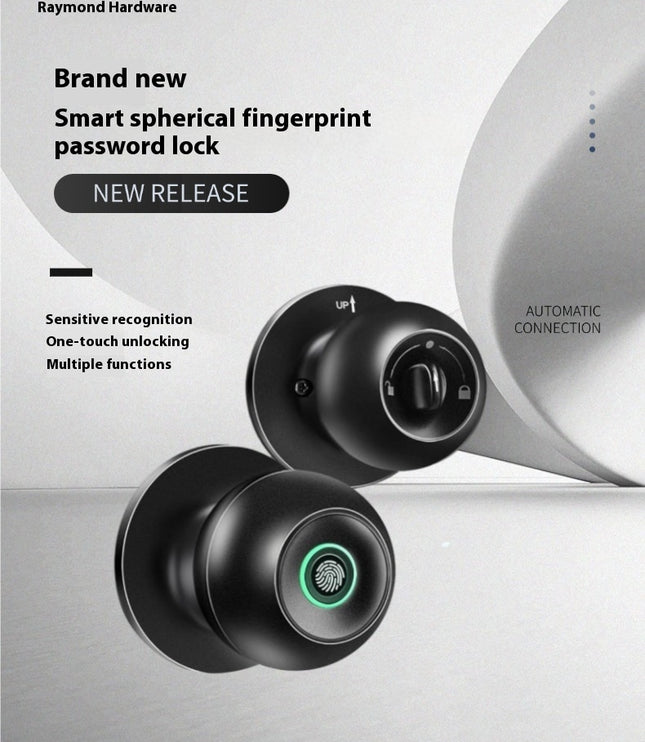 Spherical Smart Fingerprint Lock Graffiti APP Bluetooth Wooden Door Indoor