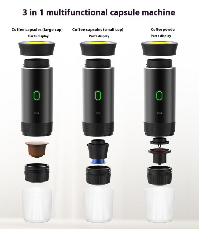 Electric Grinder Coffee Travel Handy 3 In1 Espresso Portable Coffee Espresso Maker Machine Cafe Portable Capsule Coffee Machine Kitchen Gadgets