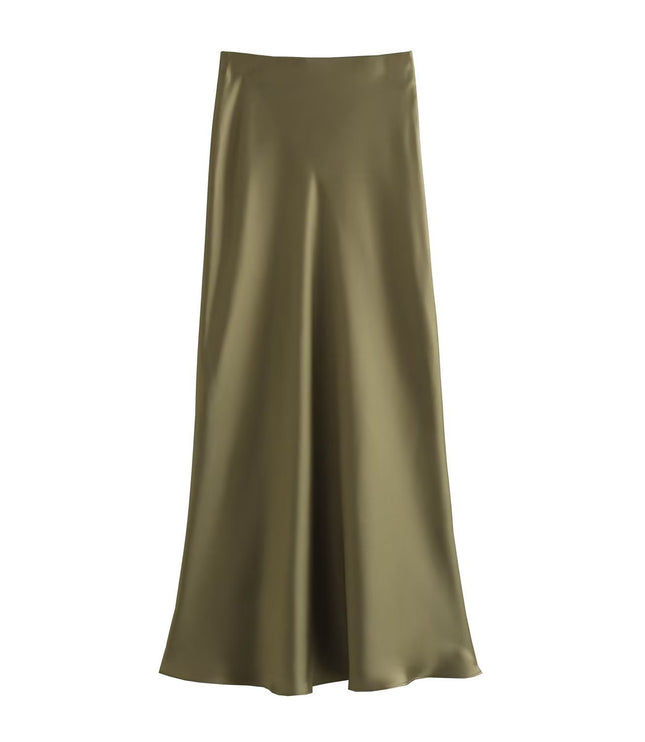 Women's Fashionable Silk Satin High Waist Skirt