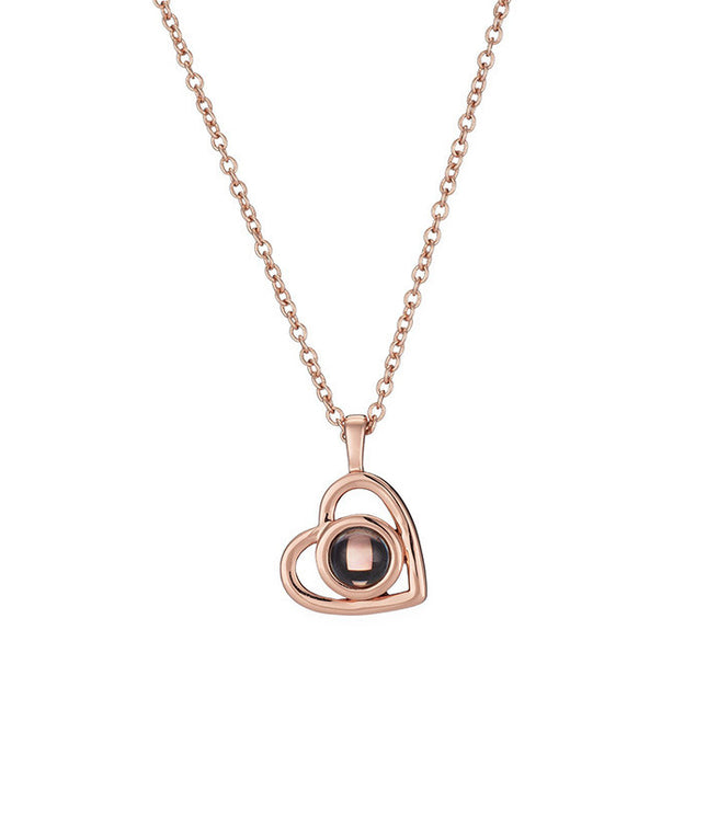 Ruili Style Women’s Heart-Shaped Necklace with Titanium Steel Pendant and Bamboo Link Chain