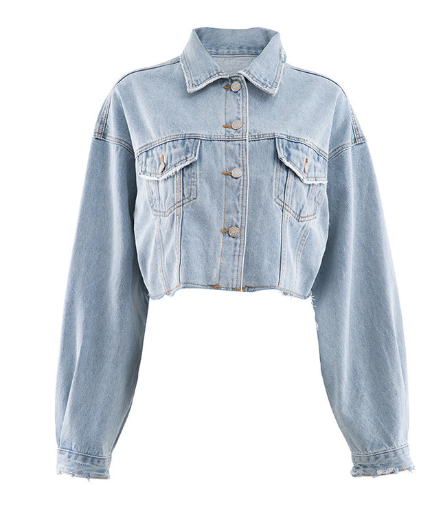 Autumn Europe And America Loose Short Distressed Denim Jacket