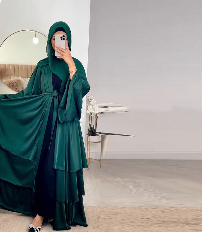 Muslim Fashion Solid Color Robe Abaya Outer Wear Cardigan