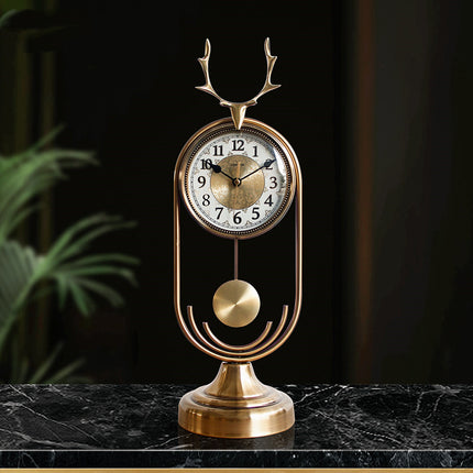 Lisheng Light Luxury Deer Head Clock Living Room Metal Clock Home