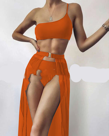 European And American New Three-piece Solid Color Swimsuit Bikini