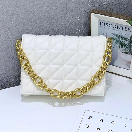 Large Underarm Bag Soft Leather Black Diamond Chain Bag