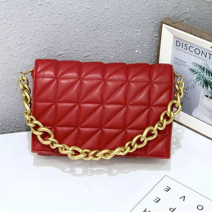 Large Underarm Bag Soft Leather Black Diamond Chain Bag