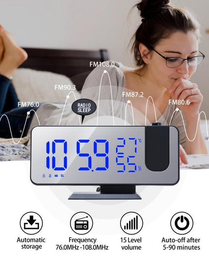 Fm Radio, Led Digital Smart Alarm Clock, Electronic Watch, Table Clock, Usb Alarm Clock With Projection Time, Snooze