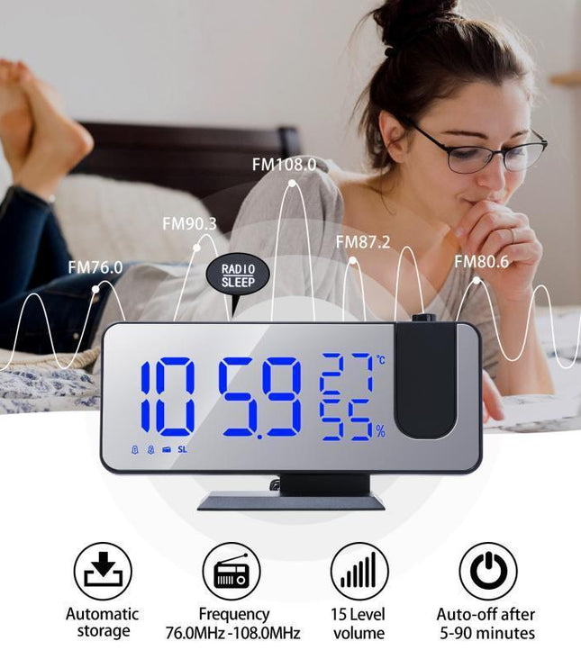 Fm Radio, Led Digital Smart Alarm Clock, Electronic Watch, Table Clock, Usb Alarm Clock With Projection Time, Snooze