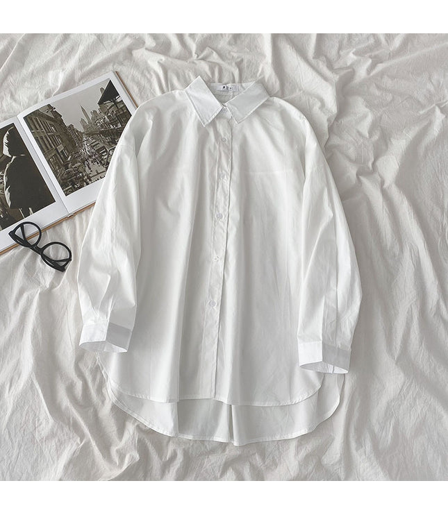 Shirt Black All-Match Student Loose Long Sleeves And Wear White Shirts For Women