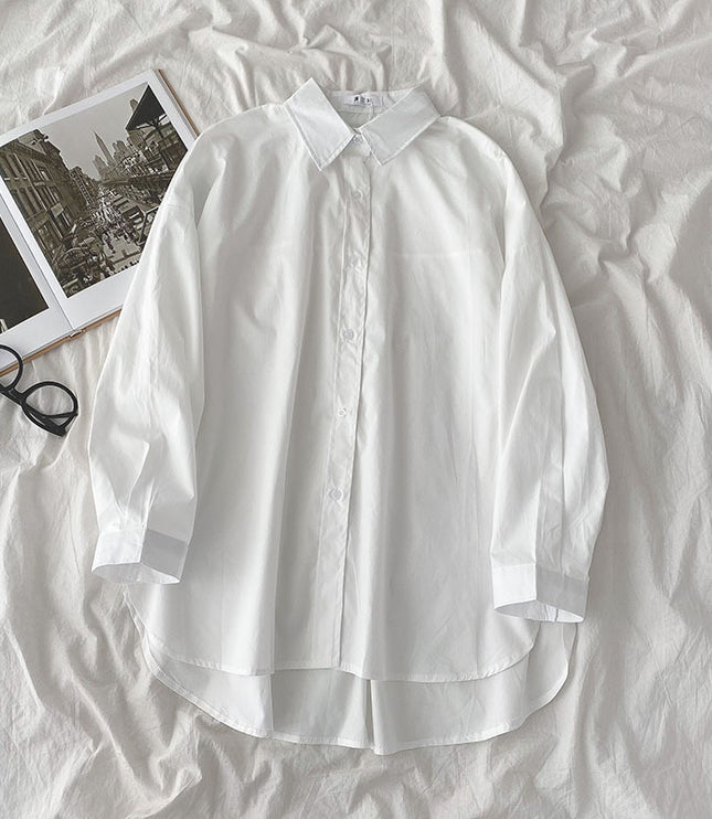 Shirt Black All-Match Student Loose Long Sleeves And Wear White Shirts For Women