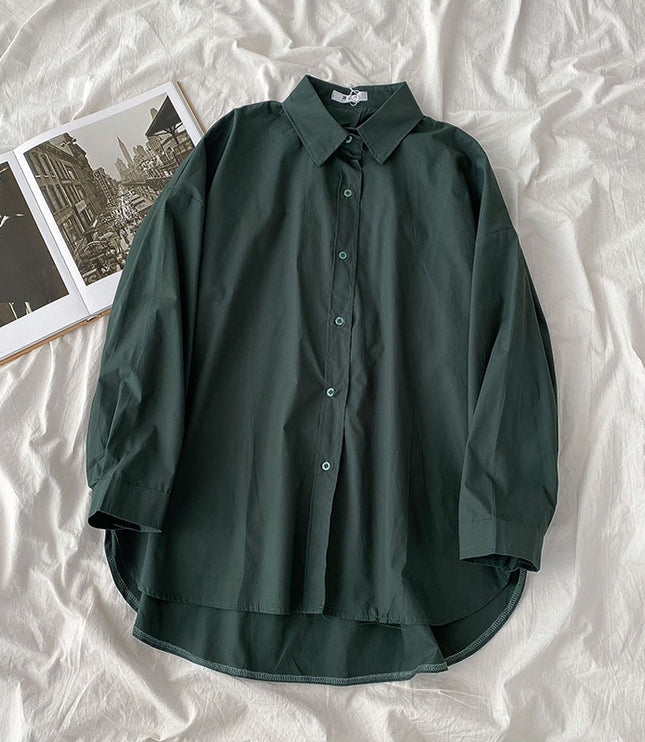 Shirt Black All-Match Student Loose Long Sleeves And Wear White Shirts For Women