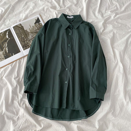 Shirt Black All-Match Student Loose Long Sleeves And Wear White Shirts For Women