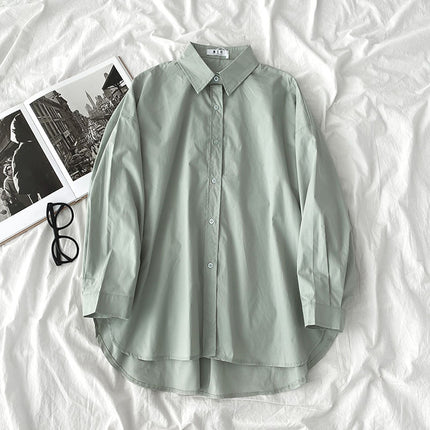 Shirt Black All-Match Student Loose Long Sleeves And Wear White Shirts For Women