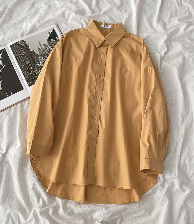 Shirt Black All-Match Student Loose Long Sleeves And Wear White Shirts For Women