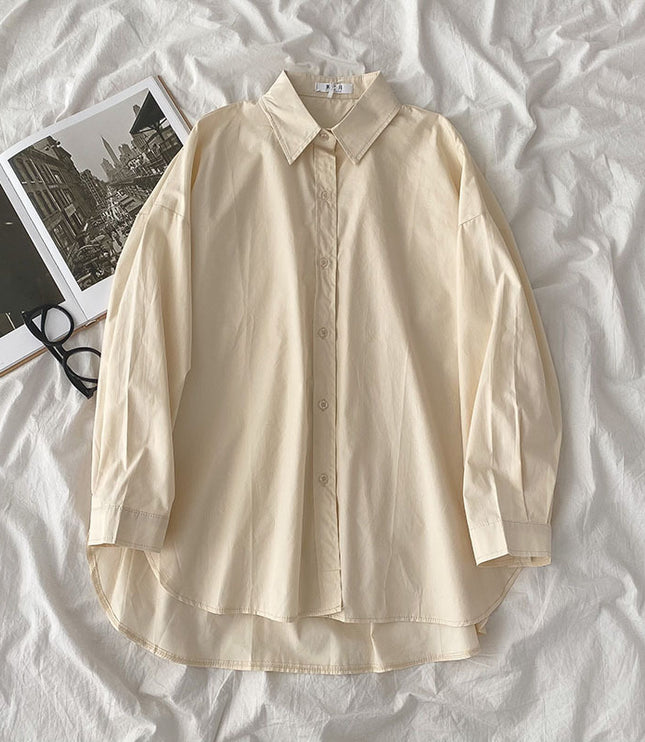 Shirt Black All-Match Student Loose Long Sleeves And Wear White Shirts For Women