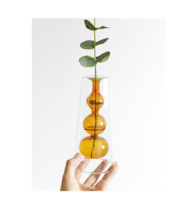 Retro Stained Glass Vase Gourd Hydroponic Flower Plant