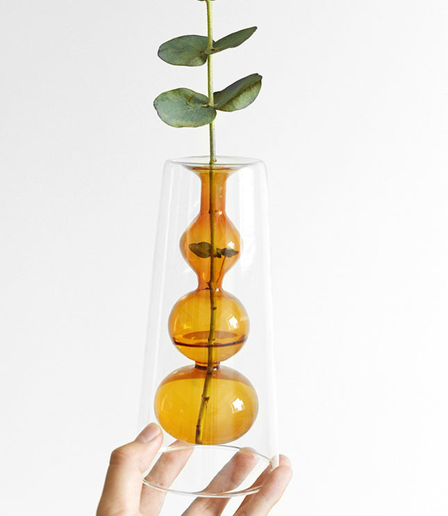 Retro Stained Glass Vase Gourd Hydroponic Flower Plant