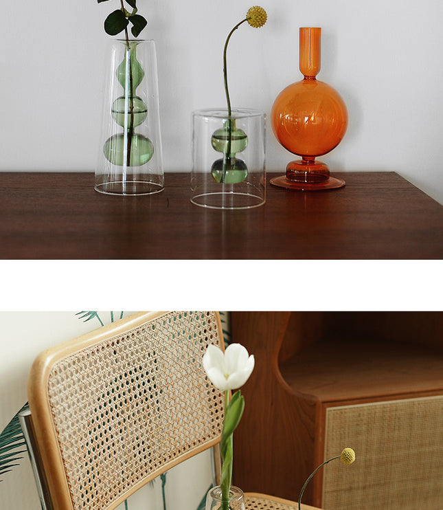 Retro Stained Glass Vase Gourd Hydroponic Flower Plant