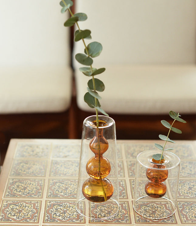 Retro Stained Glass Vase Gourd Hydroponic Flower Plant