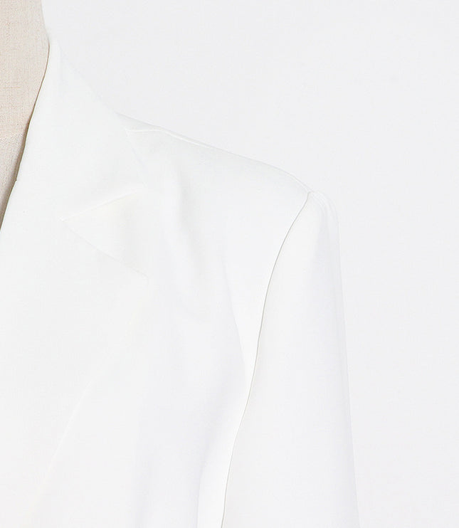 Temperament Commuting Show Slim Fragrance Korean White Slim Fit Single Breasted Suit Collar Coat Women'S Wear