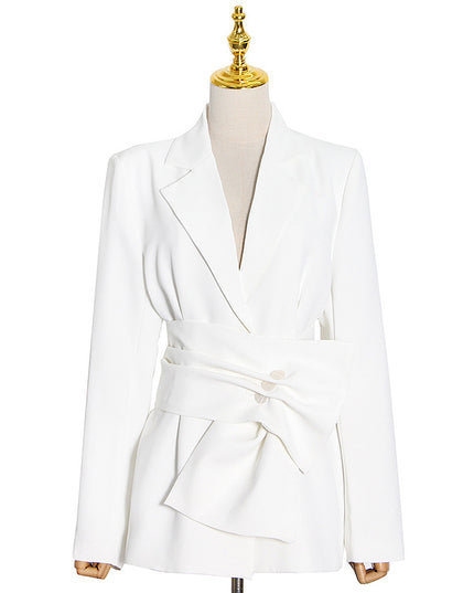 Temperament Commuting Show Slim Fragrance Korean White Slim Fit Single Breasted Suit Collar Coat Women'S Wear
