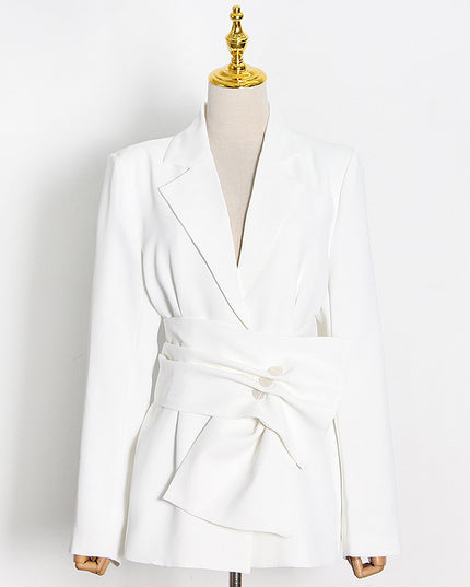 Temperament Commuting Show Slim Fragrance Korean White Slim Fit Single Breasted Suit Collar Coat Women'S Wear