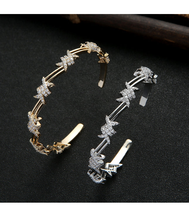 Geometric Zircon Open-ended Bracelet Formal Dress Accessories