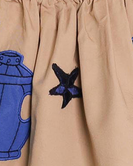MAGIC MENDING PRELOVED Beige Cotton Skirt with Submarine, 2 years