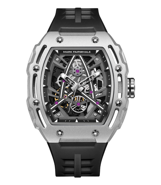 Men's Barrel-shaped Hollow Automatic Mechanical Watch