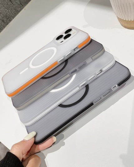 Phone Case Corrugated Grating Magnetic Contrast Color Non-slip