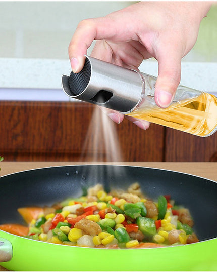 BBQ Healthy Kitchen Cooking Oil Vinegar Spray Bottle Push Type Oil Spray BottlePump Oil Tank Leakproof BBQ Sprayer BBQ Tools Kitchen Gadgets