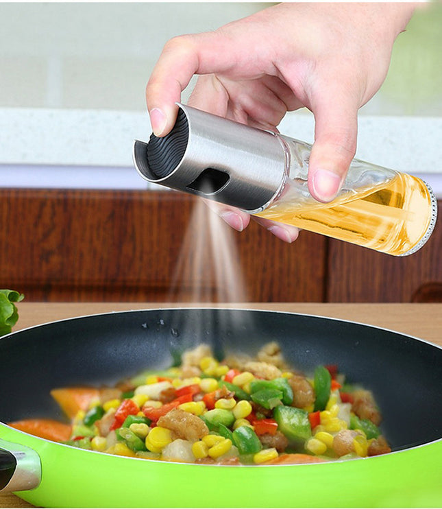 BBQ Healthy Kitchen Cooking Oil Vinegar Spray Bottle Push Type Oil Spray BottlePump Oil Tank Leakproof BBQ Sprayer BBQ Tools Kitchen Gadgets
