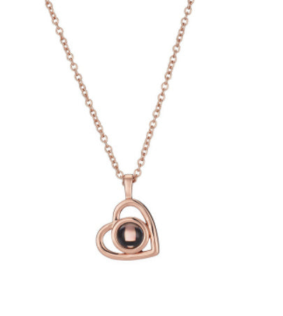 Ruili Style Women’s Heart-Shaped Necklace with Titanium Steel Pendant and Bamboo Link Chain