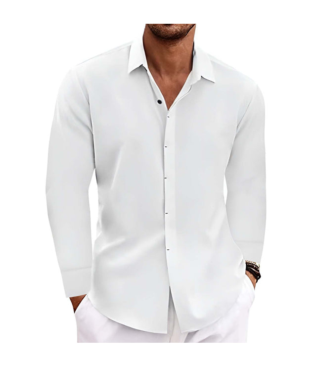 Long Sleeve T-shirt Undershirt Solid Color Long Sleeve Cotton Linen Shirt Men