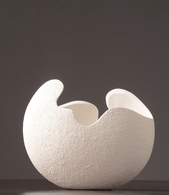 Simple white ceramic vase decoration