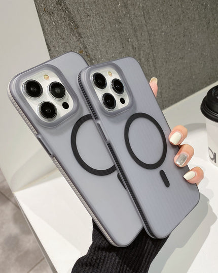 Phone Case Corrugated Grating Magnetic Contrast Color Non-slip