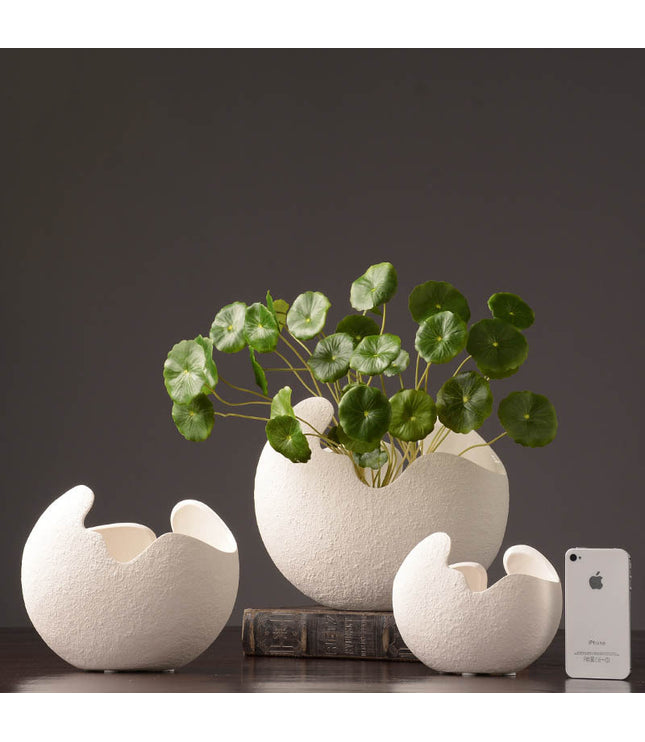 Simple white ceramic vase decoration