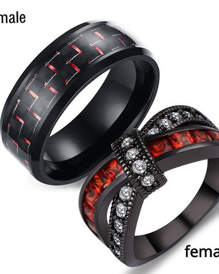 New Black Gold Garnet Red Cross Zircon Ring