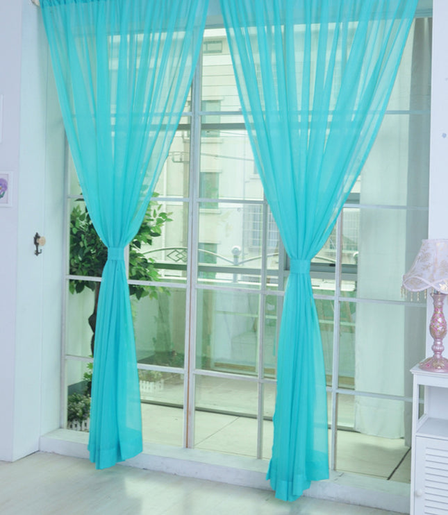Solid Color Glass Mesh Curtains Transparent Color Ready-made Curtain Punch-free