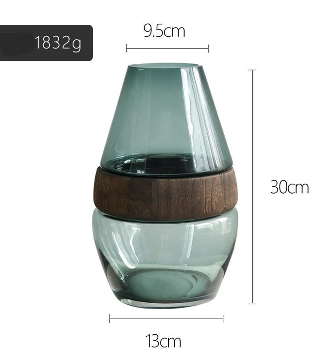 Nordic Glass Vase with Solid Wood Lid