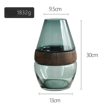 Nordic Glass Vase with Solid Wood Lid