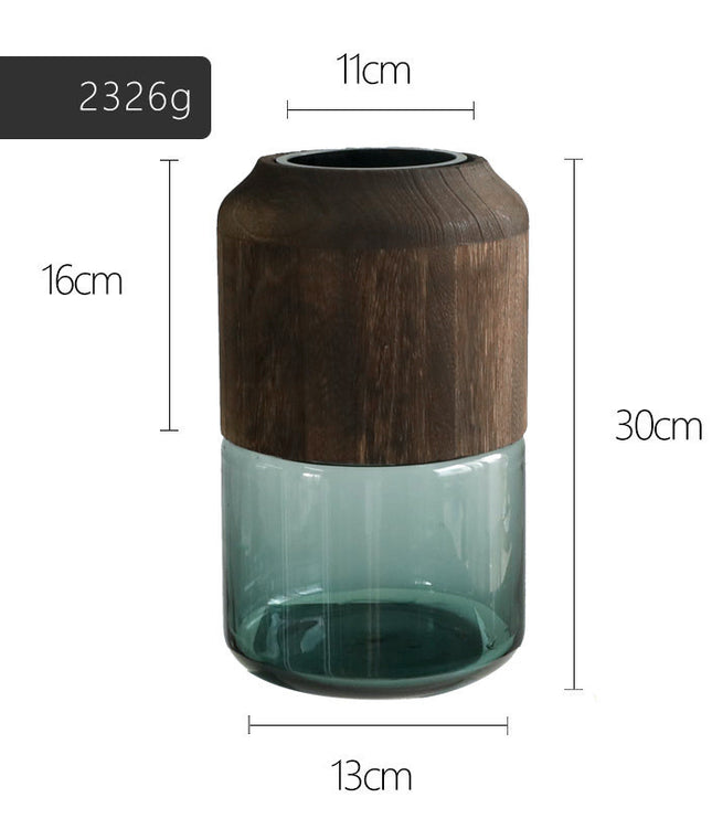 Nordic Glass Vase with Solid Wood Lid