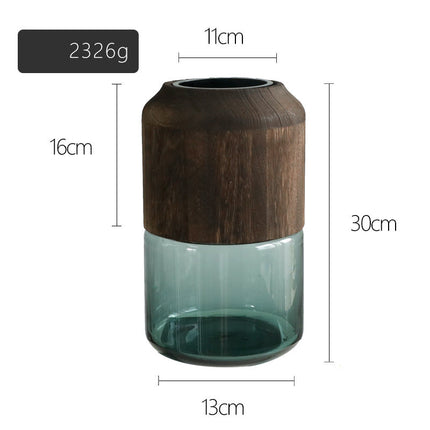 Nordic Glass Vase with Solid Wood Lid